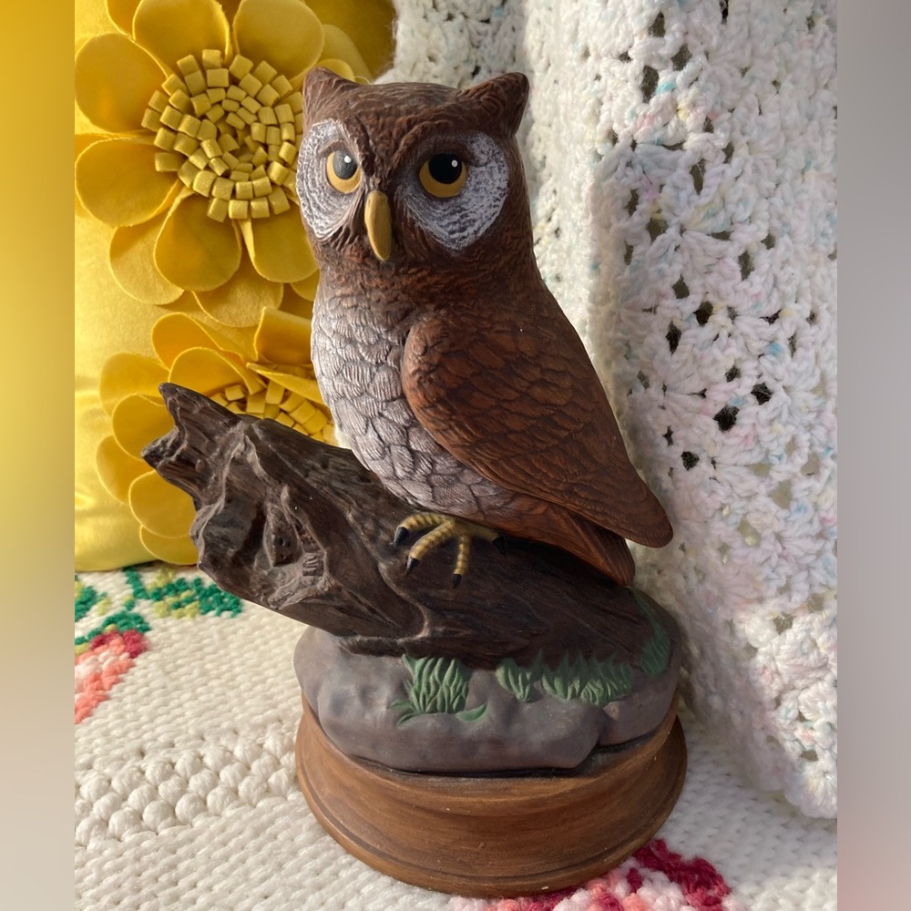 Owl on Branch Vintage Eclectic Painted Ceramic Hobby Mold